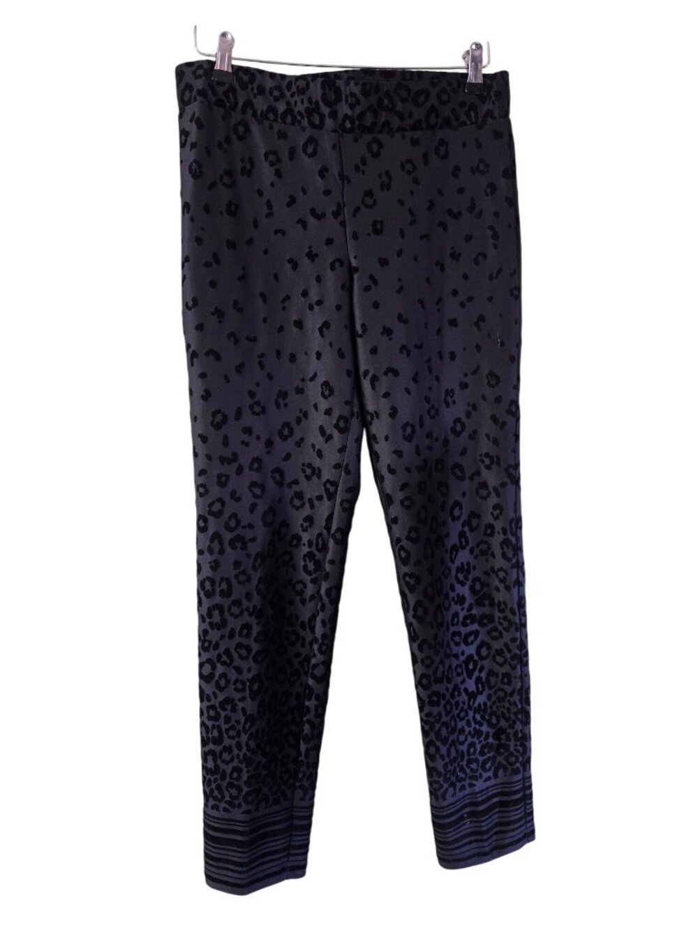 Melissa Paige Pull-on Black Velvet Leopard Print Pant, Sz Sm
